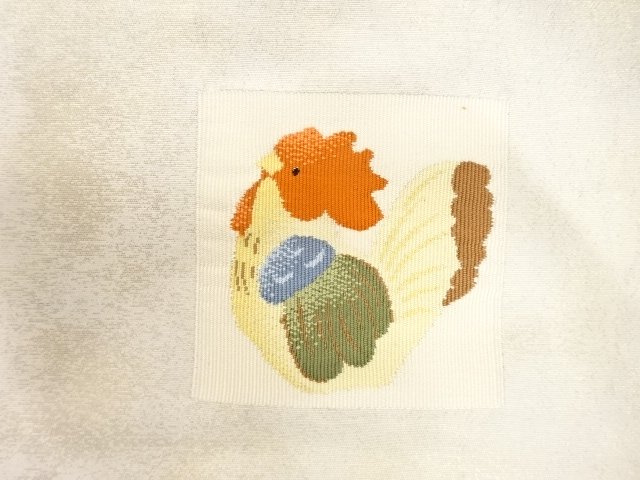 アンティーク　鶏模様織り出し名古屋帯